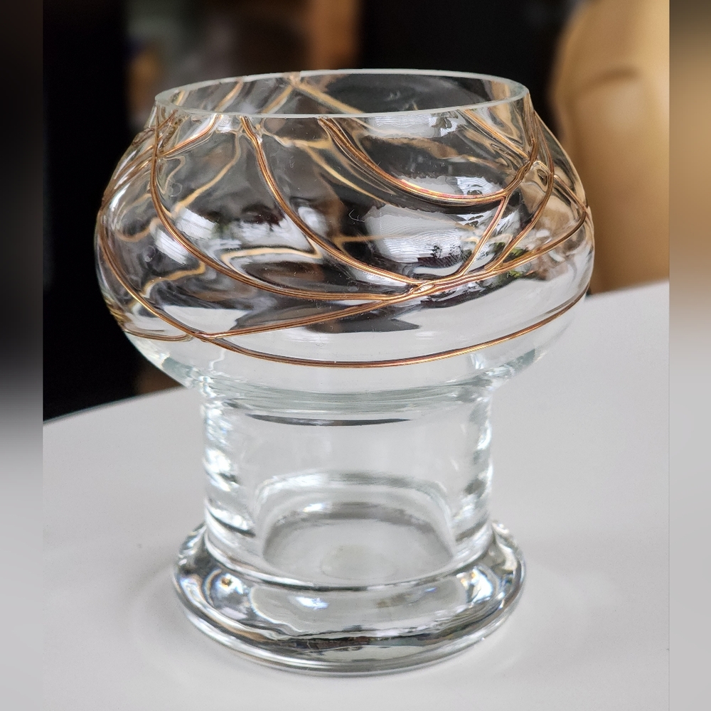 Partylite Glass Calypso Gold Votive Holder